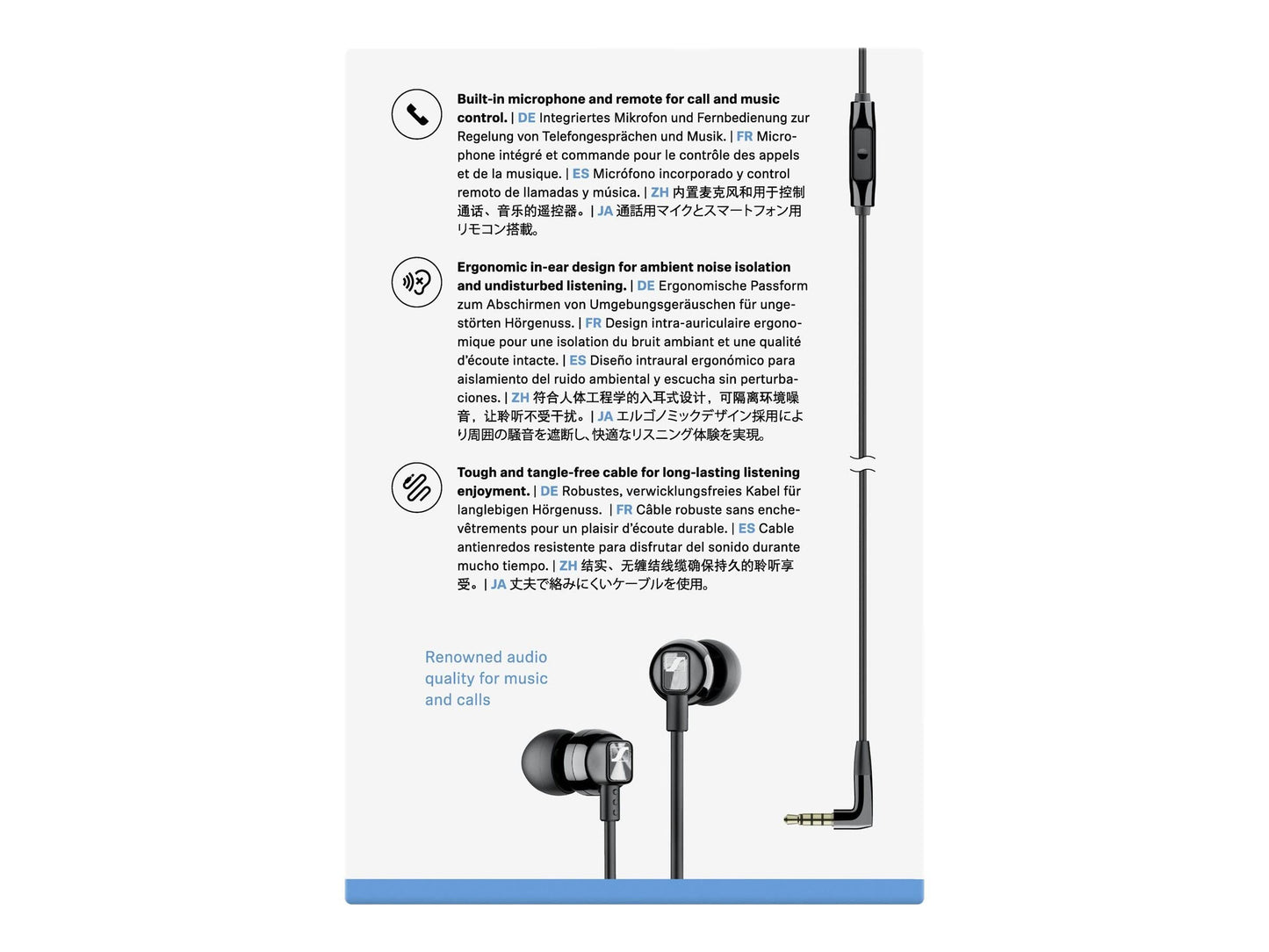 Sennheiser CX 300S in Ear Headphone with One-Button Smart Remote - Black