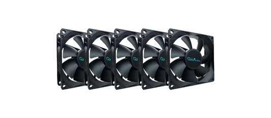 Apevia AF58S-BK 80mm 4pin Molex + 3pin Motherboard Silent Black Case Fan - Connect to Power Supply or Motherboard (5-pk)