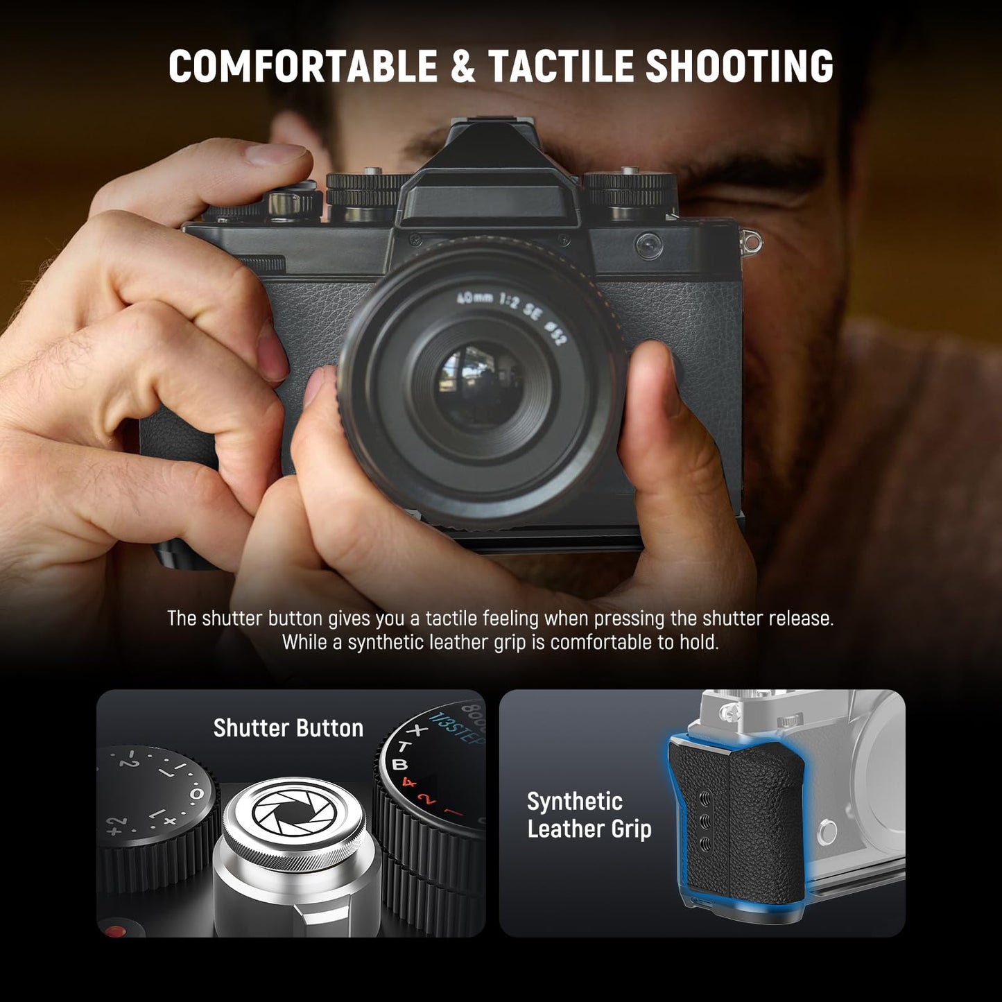 NEEWER Zf Handgrip L Shaped Grip Compatible with Nikon Z f Camera, Retro Mounting Baseplate L Bracket with Handle, Thumb Grip & Aluminum Shutter