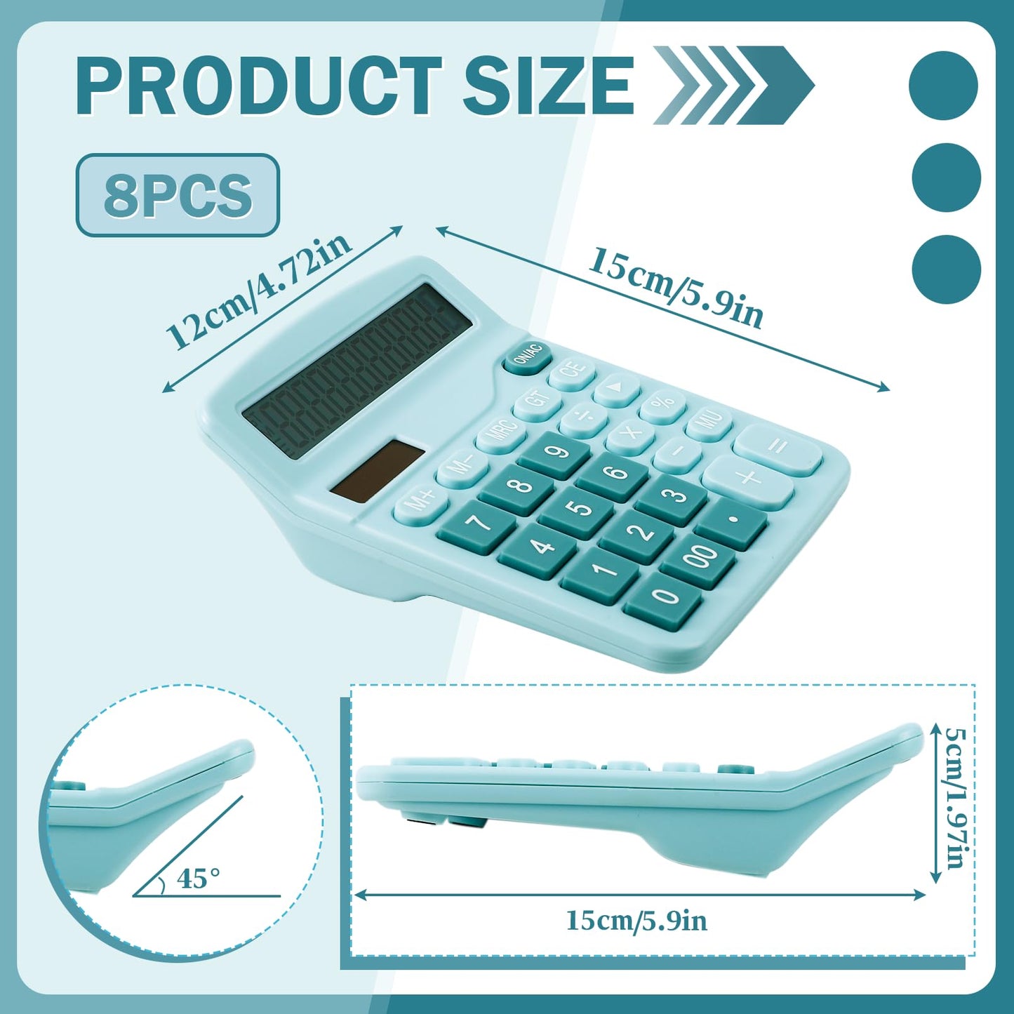 CACASO 12-Digit Calculator, Desktop Calculators with Big Buttons and Large Display,Office Calculators Desktop,Solar Battery Dual Power,Desk Calculator