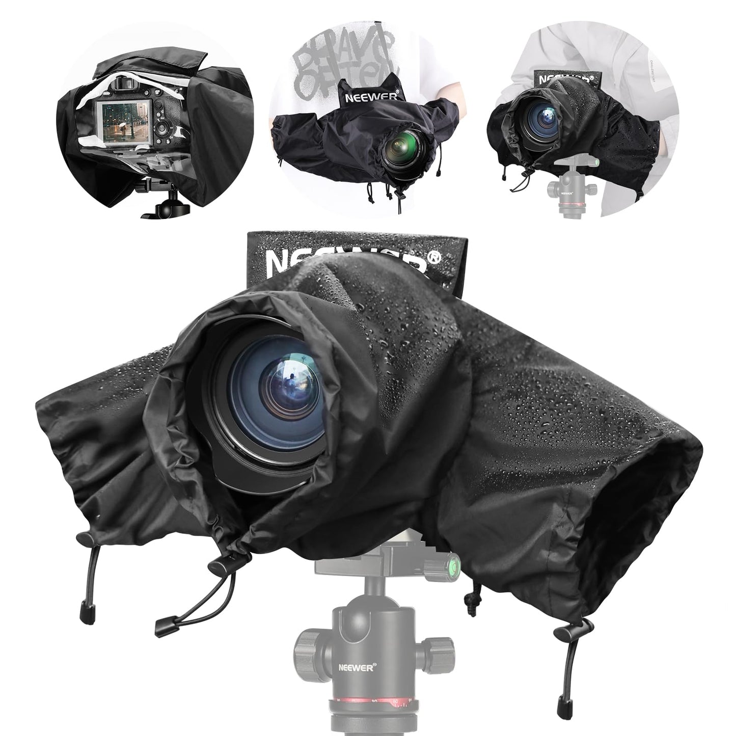 NEEWER Camera Rain Cover, Small Size Durable Nylon Raincoat Compatible with Canon Sony Nikon DSLR Mirrorless Vlog Camera & Lenses Within 200mm,