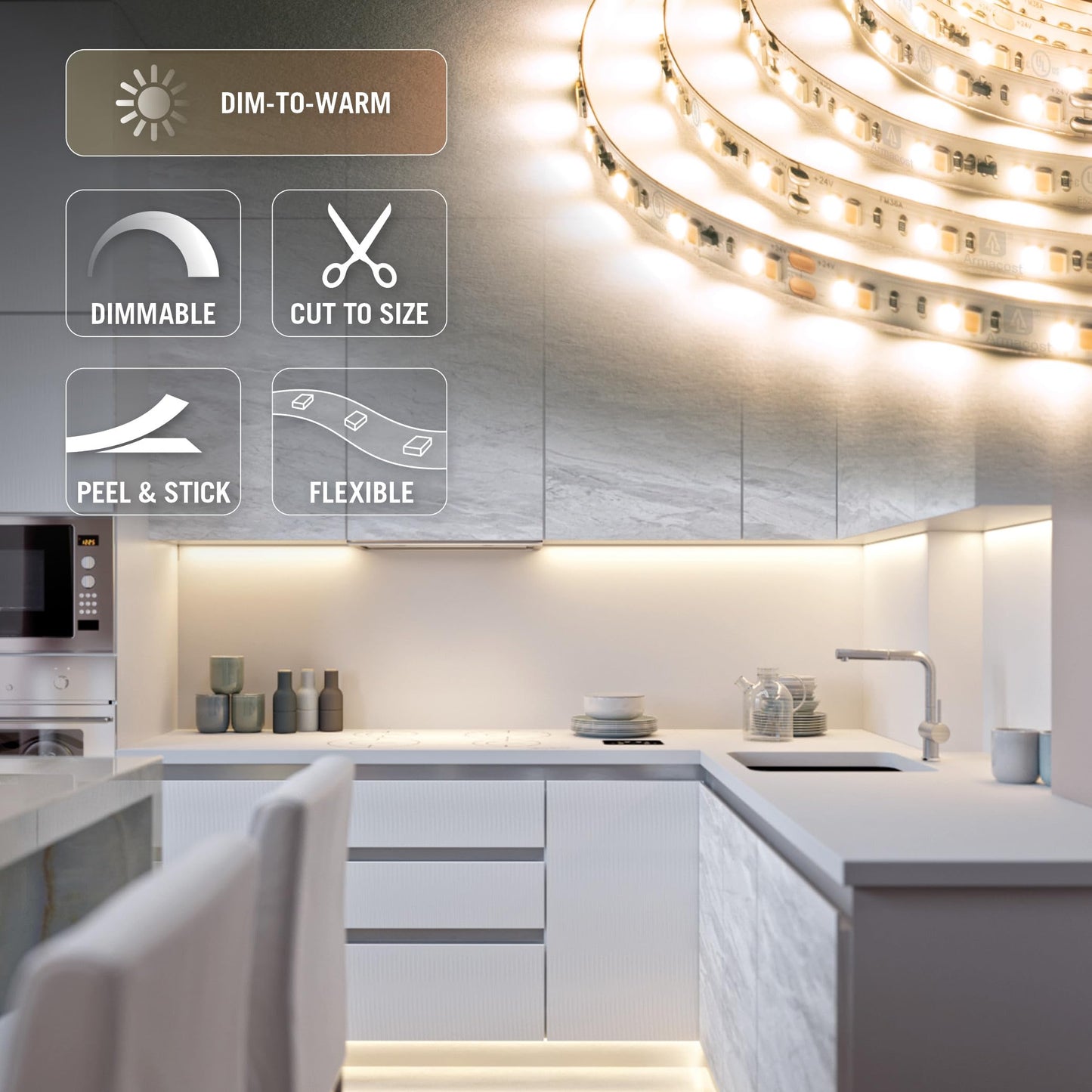 Armacost Lighting RibbonFlex Pro 24-Volt White Dim-to-Warm LED Tape Light, 16.4 ft
