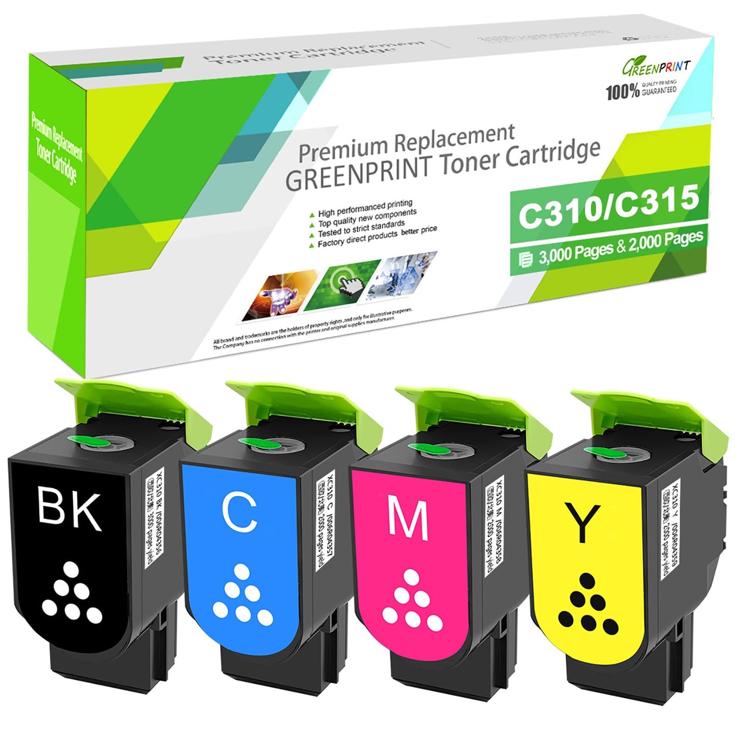 GREENPRINT Compatible Toner Cartridges C310 C315 [Black 3000 Pages, CMY 2000 Pages] 4 Colors for Xerox C315 C315dni C315dnim C310 C310dni C310dnim