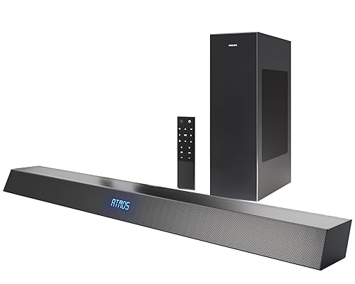 PHILIPS B8405 Soundbar 2.1 with Wireless Subwoofer, Dolby Atmos, Stadium EQ Mode, DTS Play-Fi Compatible, Connects with Amazon Echo Devices and Voice