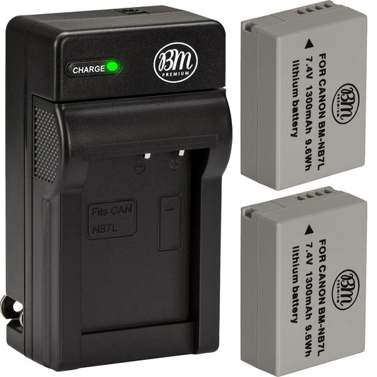 BM Premium 2-Pack of NB-7L Batteries & Battery Charger Kit for Canon PowerShot G10, G11, G12, SX30 is Digital Camera Includes Battery + AC/DC Battery