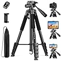 Camera Tripod Stand, 68" Phone Tripod for Tablet with Remote and Holder, Lightweight and Compact Travel Tripod for Canon Sony Camera, Compatible