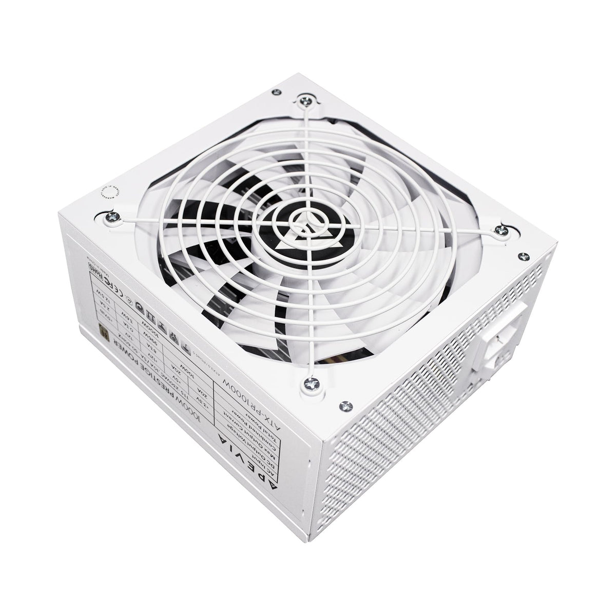 Apevia ATX-PR1000W-WH PCIE 5.0 & ATX 3.0 Prestige 1000W 80+ Gold Rated, PCIE 5.0 / Gen 5 12VHPWR Connector, Active PFC ATX Gaming Power Supply White