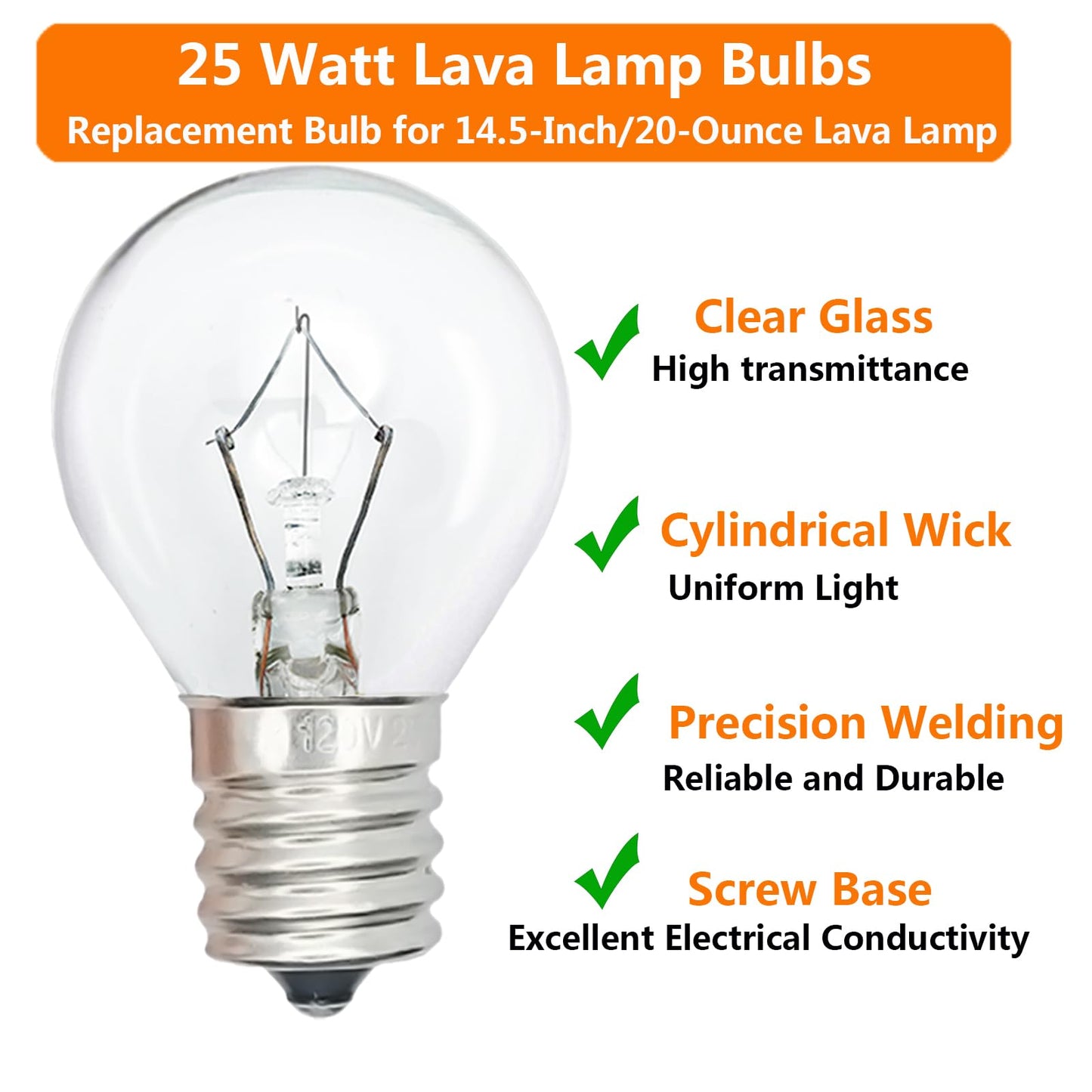 Lava Lamp Bulb 6 Pack 25 Watt S11 E17 Base Original Lava Lamp Light Bulbs