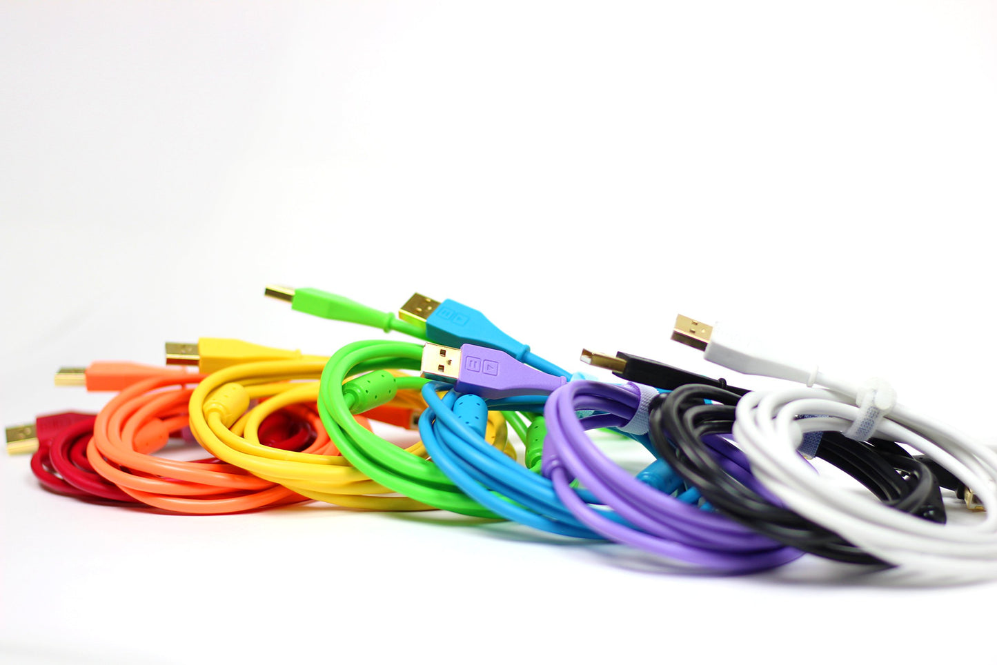DJ TechTools Chroma Cables Right-Angled USB-A to USB-B Cable | 1.5m / 5 ft | Audio Optimized | Shielded from Interference | Cable Tie (Blue)