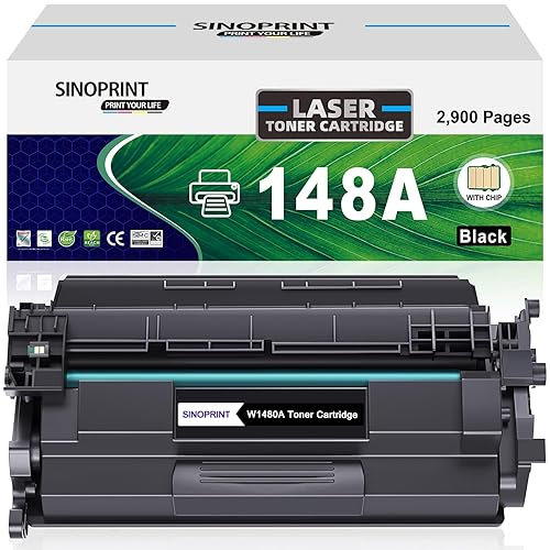 SINOPRINT 148A W1480A Black Toner Cartridge with New Chip Replacement for HP Laserjet Pro 4001dn 4001dw 4001n MEP 4101dw 4101fdn Printers W1480A 1