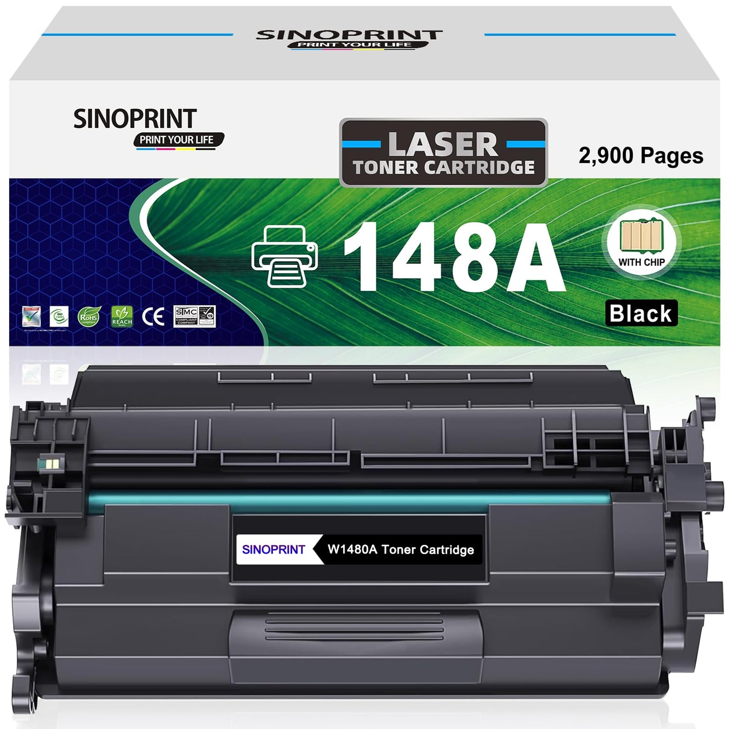 SINOPRINT 148A W1480A Black Toner Cartridge with New Chip Replacement for HP Laserjet Pro 4001dn 4001dw 4001n MEP 4101dw 4101fdn Printers W1480A 1