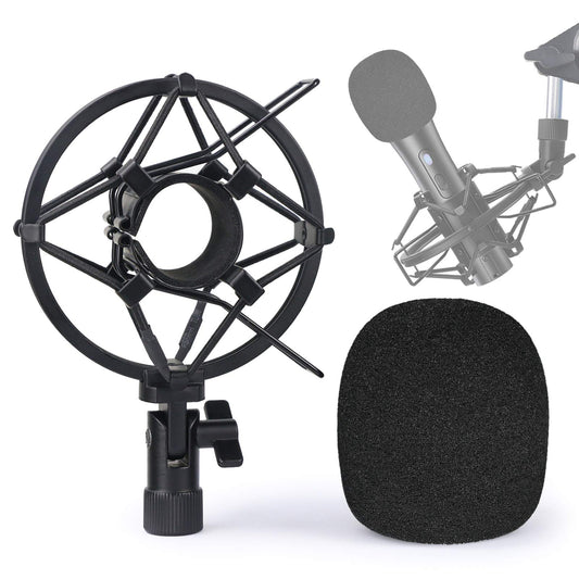 SUNMON ATR2100x-USB Mic Shock Mount Holder with Foam Windscreen for Absorbe Vibration and Noise, Pop Filter Suitable for ATR2100x-USB, ATR2100-USB