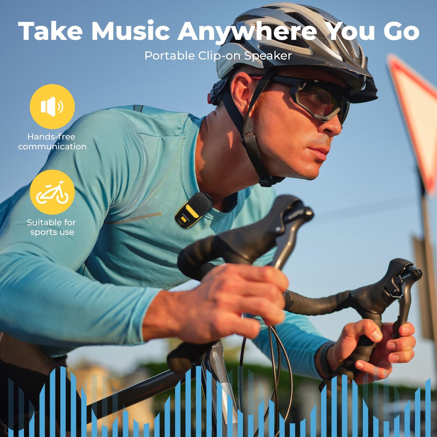 Wearable Bluetooth Speaker, 60Hr Clip-on Portable Bluetooth Speaker w/Mic, IPX6 Waterproof Jobsite Wireless Speaker, All Day Playtime |Handsfree Call