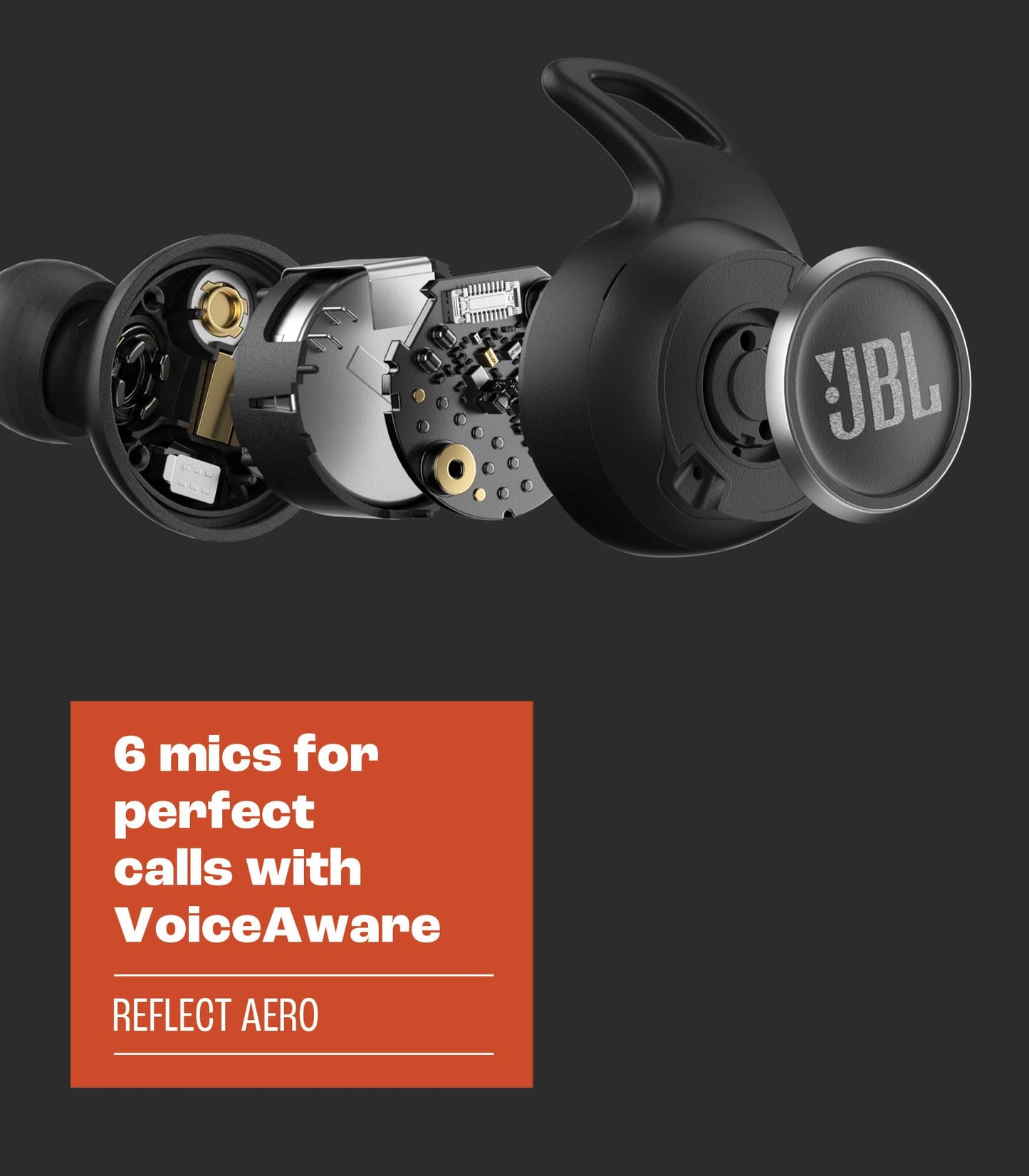 JBL Refect Aero - True Wireless Noise Cancelling Active Earbuds, 6 Mics for Perfect Calls with Voice Aware, Extreme dustproof & waterproof, (Black)