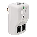 TRIPP LITE 1 Outlet Portable Surge Protector Power Strip, Direct Plug in, Tel/Modem Protection