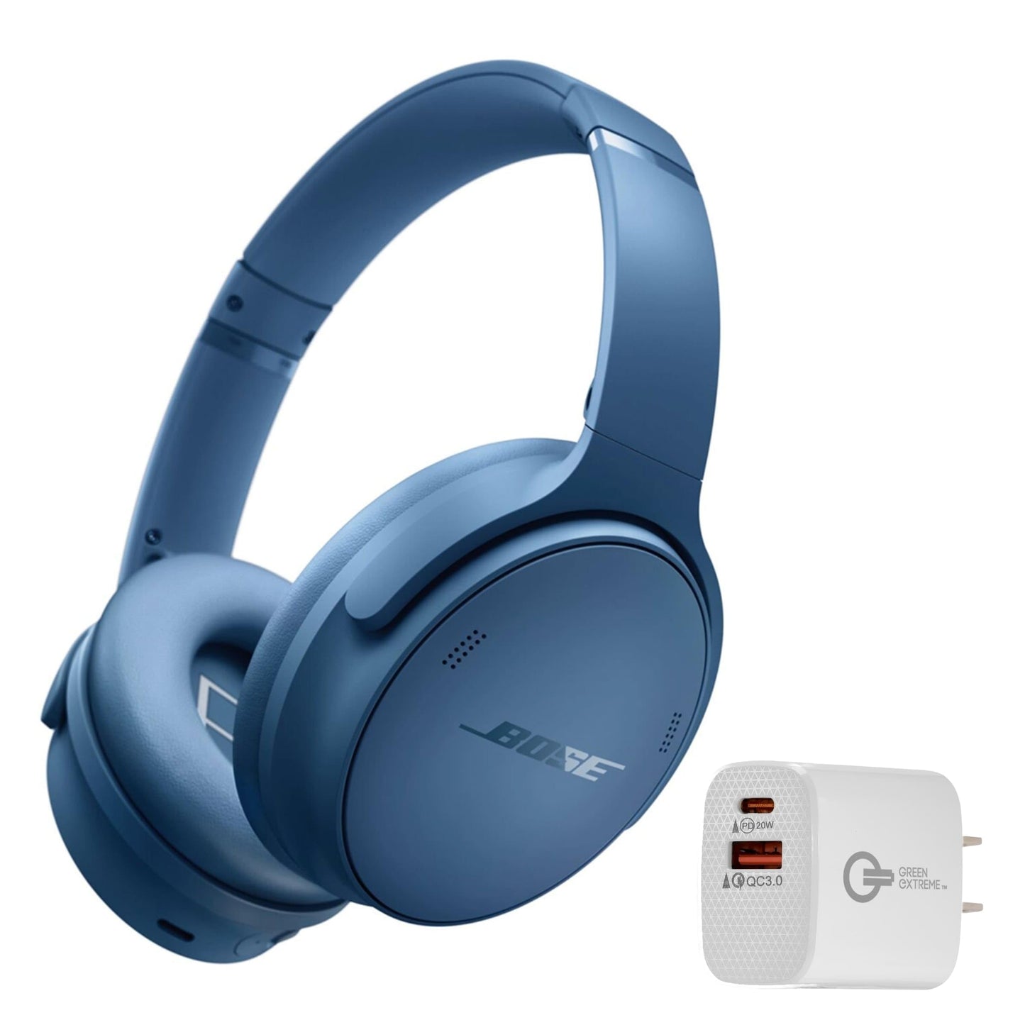 Bose QuietComfort Bluetooth Headphones, Wireless Headphones with Active Over Ear Noise Cancelling and Mic, + Green Extreme 20W 2-Port Wall Charger…
