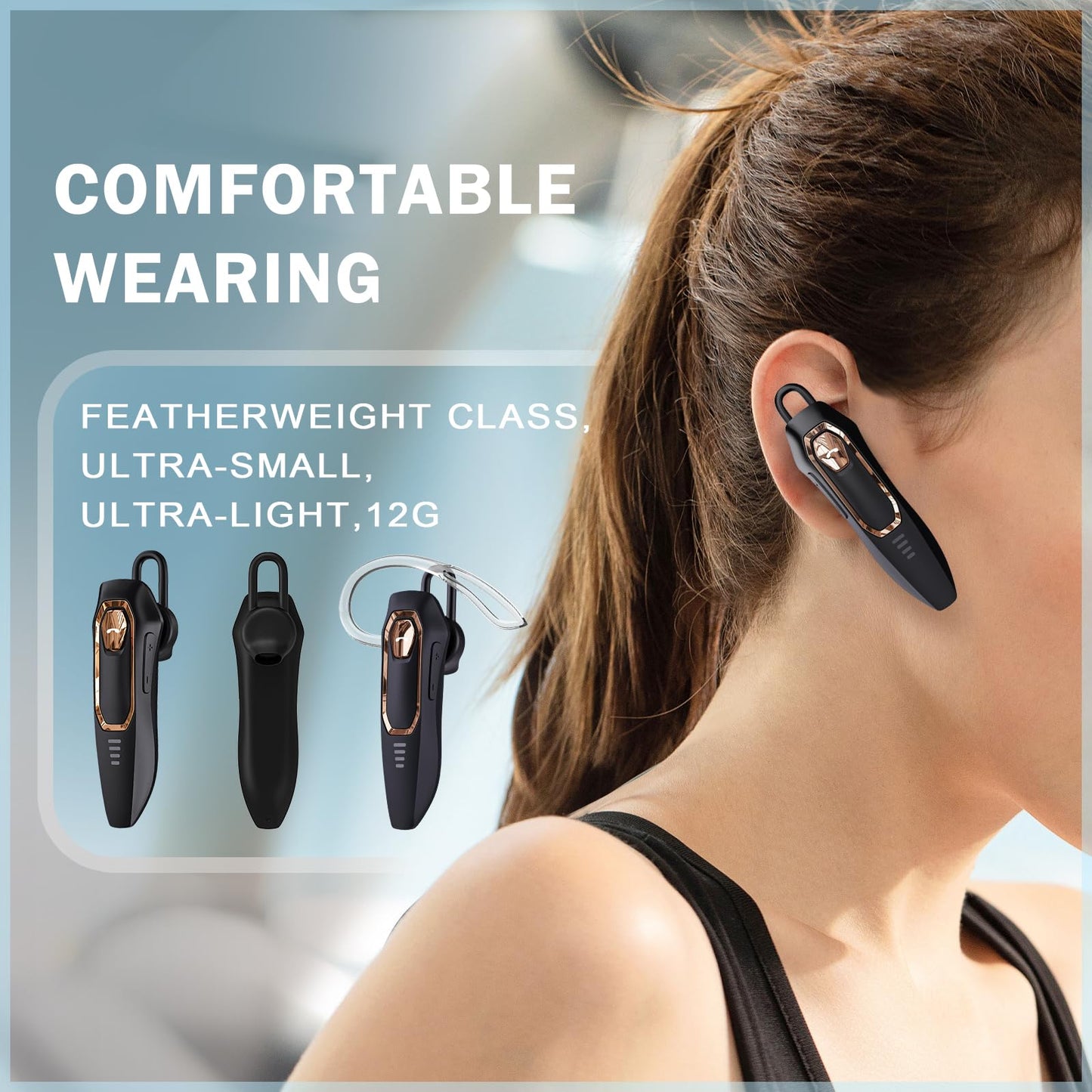 Bluetooth Headset V5.4?Bluetooth Earpiece with Micros, Noise Cancelling Hands Free Bluetooth Headset for Cell Phone with 36H Talking Time/Mute