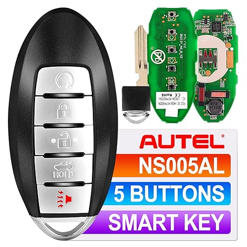 Autel MaxiIM IKEY Programmable Car Key, IKEYNS005AL Key Fob Replacement for Nissan, 5 Buttons Blank Key Work with Autel KM100(X) IM508S IM608S II