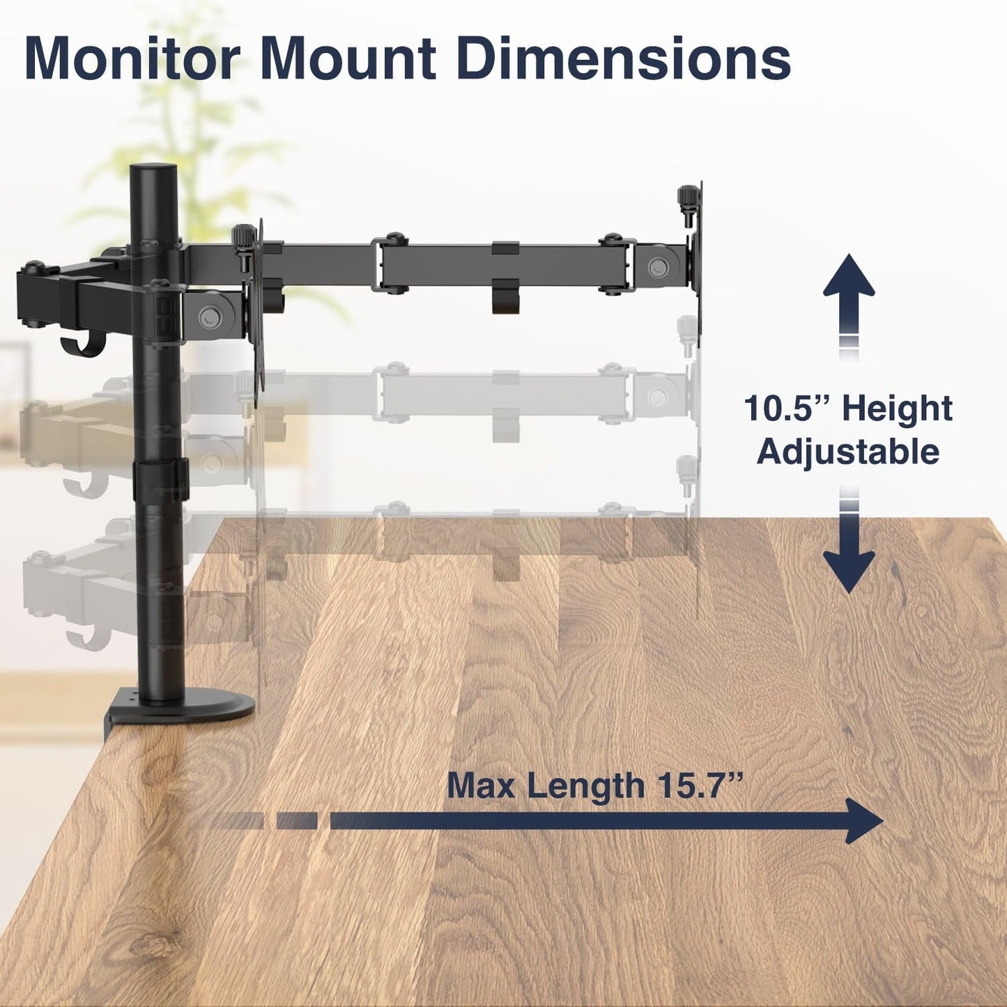 Desky Eco Dual Monitor Stand for Desk - Adjustable Dual Monitor Mount - Up to 32'' Dual Monitor Arm Desk Mount - Double Monitor Stand for 2 Monitors