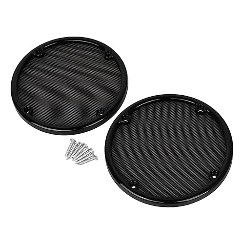 SHMTOOL Black Rear Speaker Trim Grill Cover for Harley Touring Electra Glide FLHTC 1996-2013 Street Glide FLHX 2006-2013, ABS Plastic Trim Ring+Metal