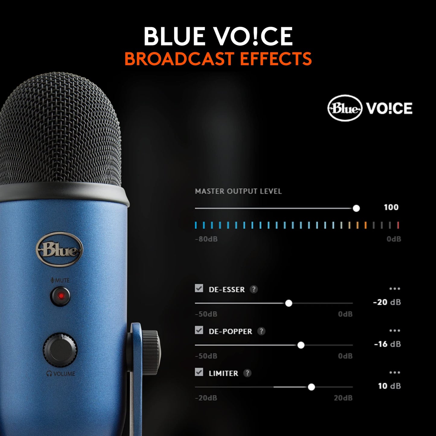 Logitech Creators Blue Yeti USB Microphone for PC, Mac, Gaming, Streaming, Podcasting, Studio and Computer Condenser Mic with Blue VO!CE Effects, 4
