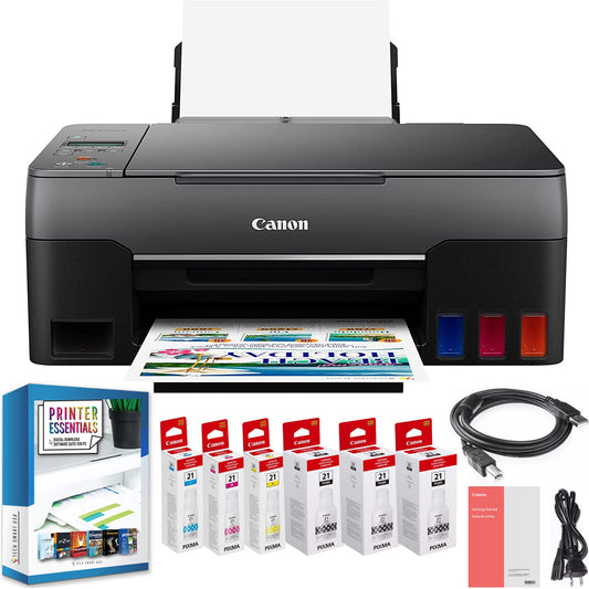 Canon Pixma G2260 All-in-One MegaTank Wired Printer with Print, Copy, Scan, Photo Printing 4466C002 and High Yield Refillable Tanks, Ink Set + 2 Extra