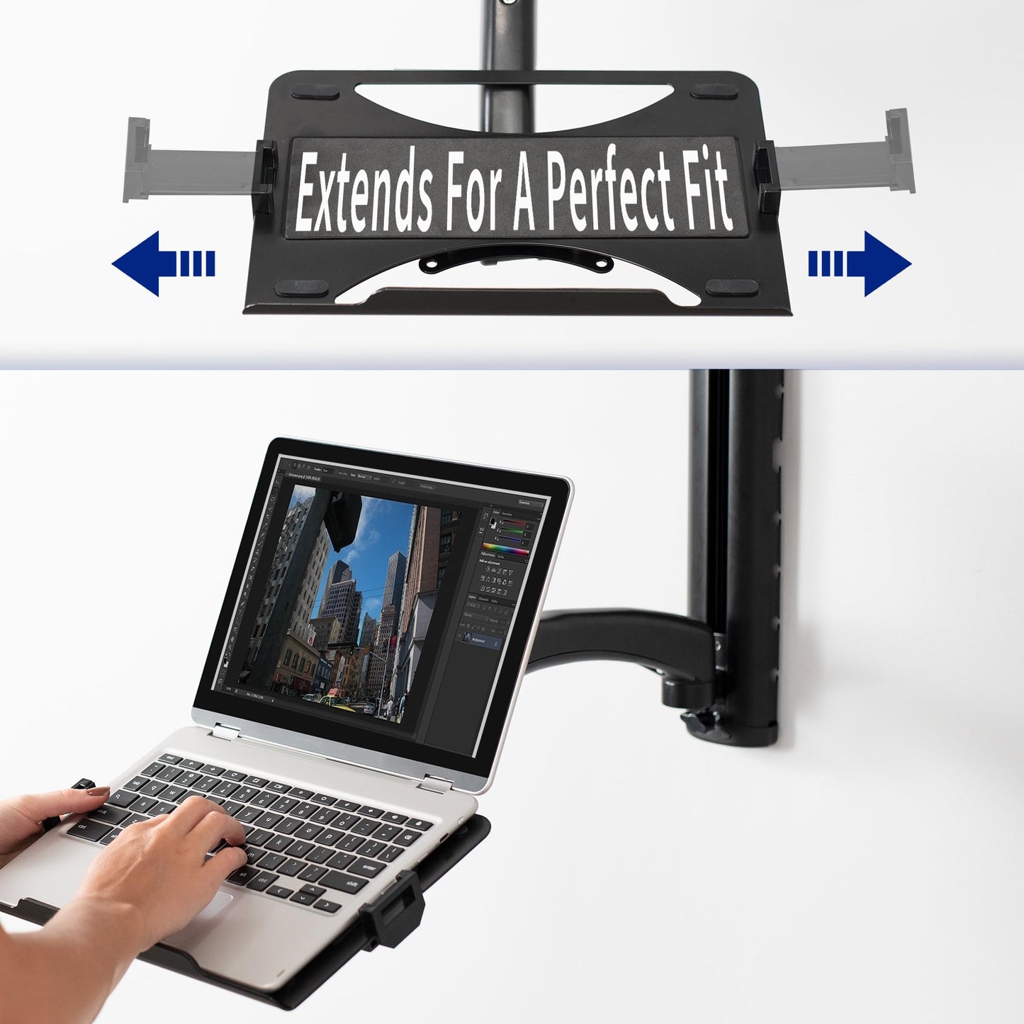 VIVO Sit-Stand Wall Mount Counterbalance Height Adjustable Monitor and Laptop Workstation for Screens up to 27 inches, STAND-SIT1L