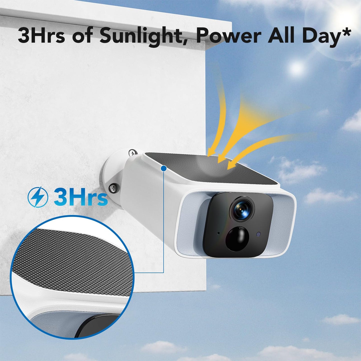 GNCC Solar Security Camera Outdoor, 2.4 & 5GHz WiFi Outdoor Security Camera 4MP Solar Powered WiFi Camera with Color Night Vision, Spotlight, PIR