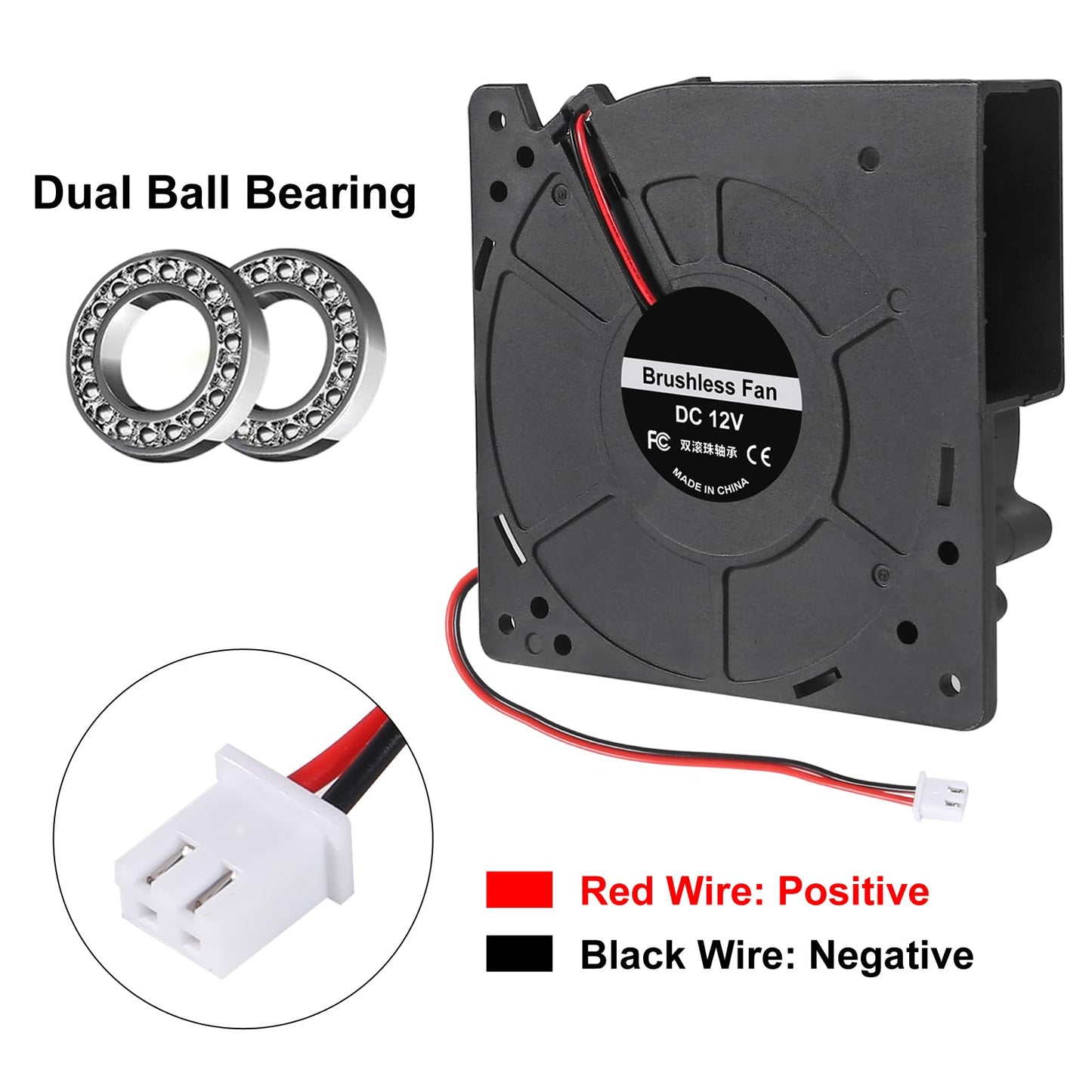 2 Pcs 120mm x 32mm DC 12V Dual Ball Bearing 12032 2Pin DC Radiator Brushless Cooling Fan Big Cooler 12cm/4.72inch Blower Fan 120mm x120mm x 32mm