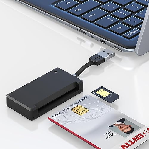 SIM Card Adapter and CAC Reader Military 2 in 1 for SIM/CAC/IC/PIV/ID/ATR/Contact Chip Card, CAC Card Reader Military, Smart Card Reader DOD Military