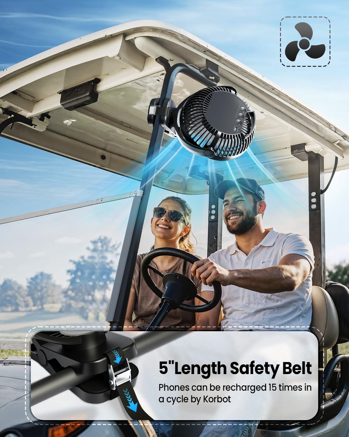 40000mAh Clip on Fan for Golf Cart, Up to 127Hrs Portable Rechargeable Fans
