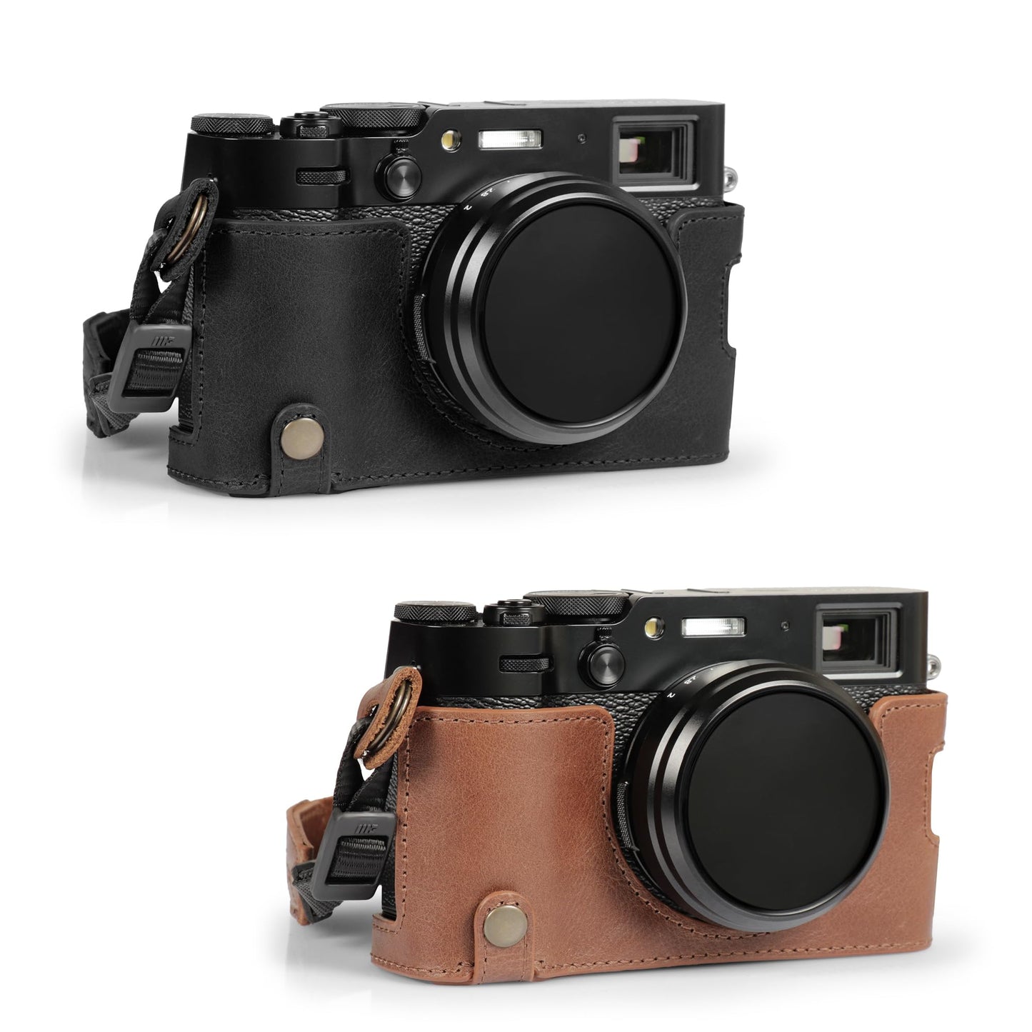 MegaGear Ever Ready Genuine Leather Half Camera Case Compatible with Fujifilm X100VI - Brown