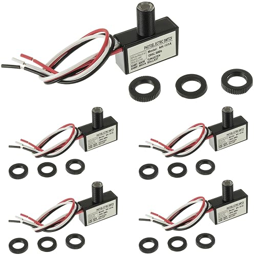 JAMHER 5 Pack 105V-130V AC Photocell Light Sensor Light Control Sensor Button Switch Dusk to Dawn Sensor for Outdoor Lighting Photoelectric Switch