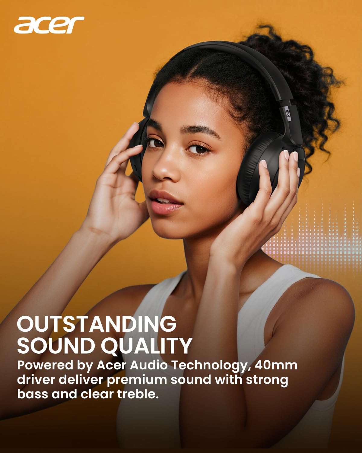 acer Wireless Bluetooth Headphones, 70 Hours Playtime, Foldable Over-Ear Headphones with 40mm Drivers, Memory Foam Earpads, Multipoint Bluetooth 6.0…