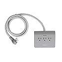 Link2Home EM-TXC202B Surge Protector, 5ft Extension, 3 Outlets Strip, 4 Ports, 4.8A USB, Braided Cable with Low Profile Plug, Grey Fabric Cord Power