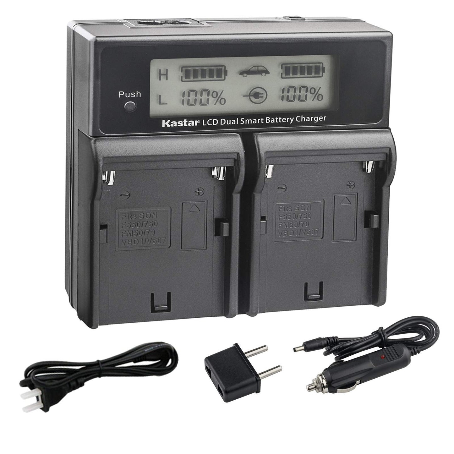 Kastar LCD Dual Smart Fast Charger Replacement for NP-FM500H NP-FM500 and Sony Alpha SLT A58 A57 A65 A77 A99 A77V A77II A350 A450 A500 A550 A700 A850