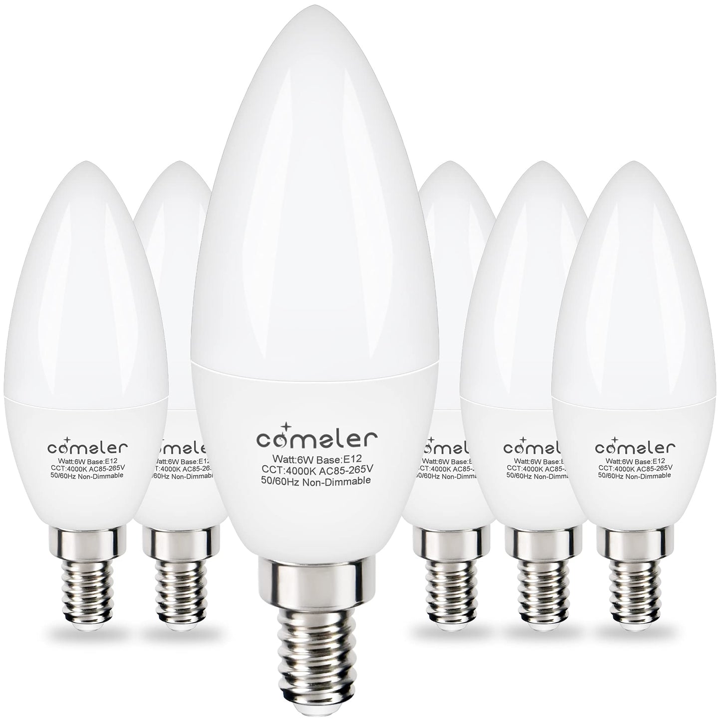 comzler E12 LED Ceiling Fan Light Bulb 60W Equivalent 4000K Natural White