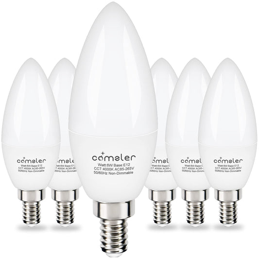 comzler E12 LED Ceiling Fan Light Bulb 60W Equivalent 4000K Natural White