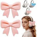 NEWFLAG 2 Pack Silicone Bow Headphone Accessory,3D Cute Clip-on Bows for Headphones,Detachable Decoration for Women,Girls and Gamers,Universal Fit