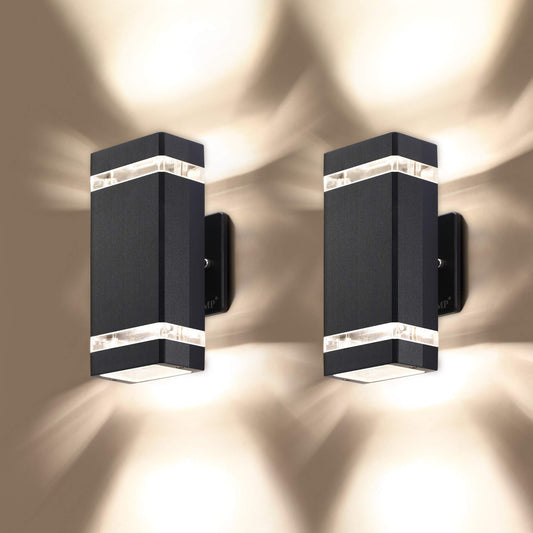 LMP 2 Pack LED Square Up and Down Lights Outdoor Wall Light?Body in Aluminum Waterproof Outdoor Wall Lamps?3000k 5W with Certificate ETL