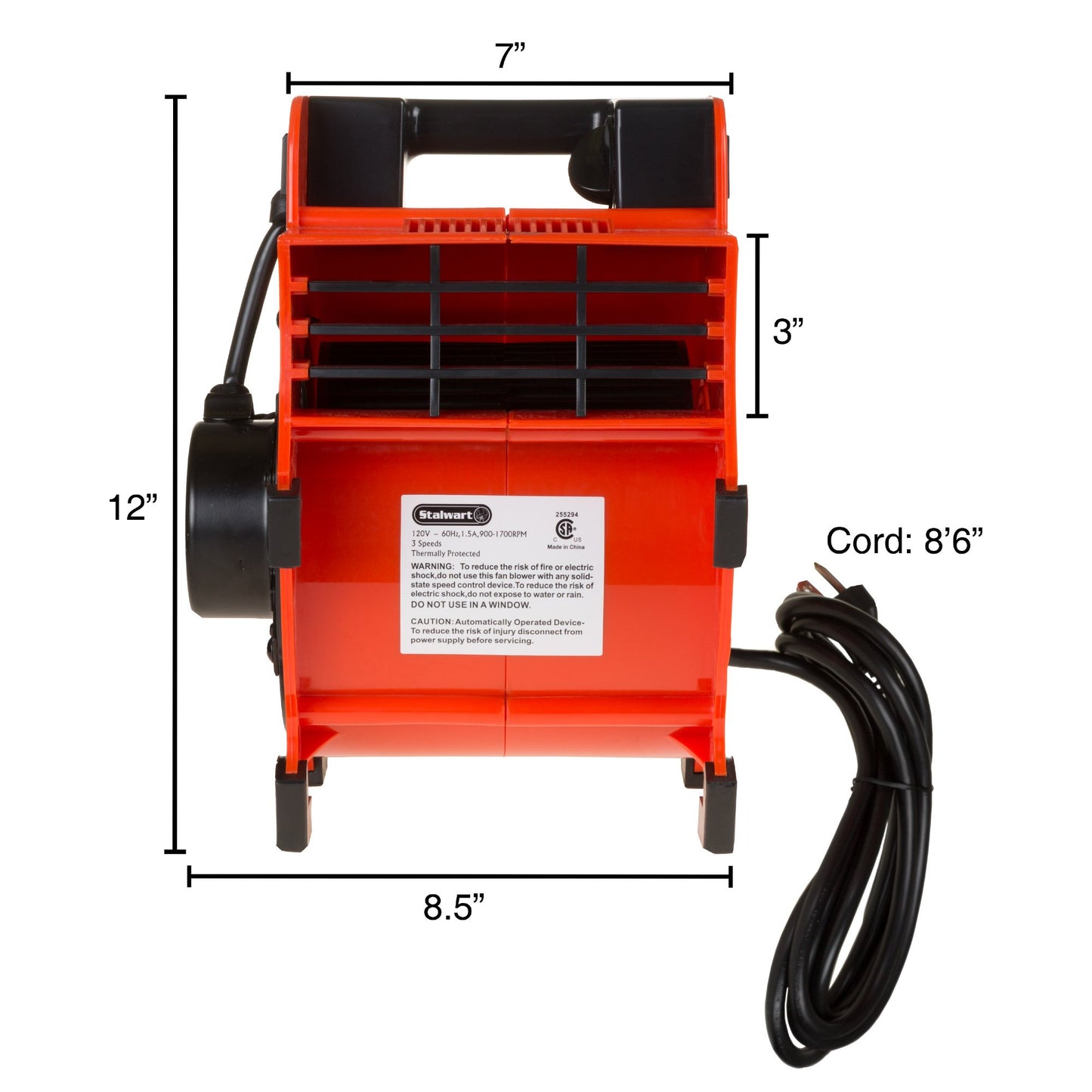 Blower Fan - 3-Speed Heavy-Duty Floor and Carpet Dryer - 1600 watts -Portable Air Mover with 4 Different Angles for Basements, Cars or Garages by