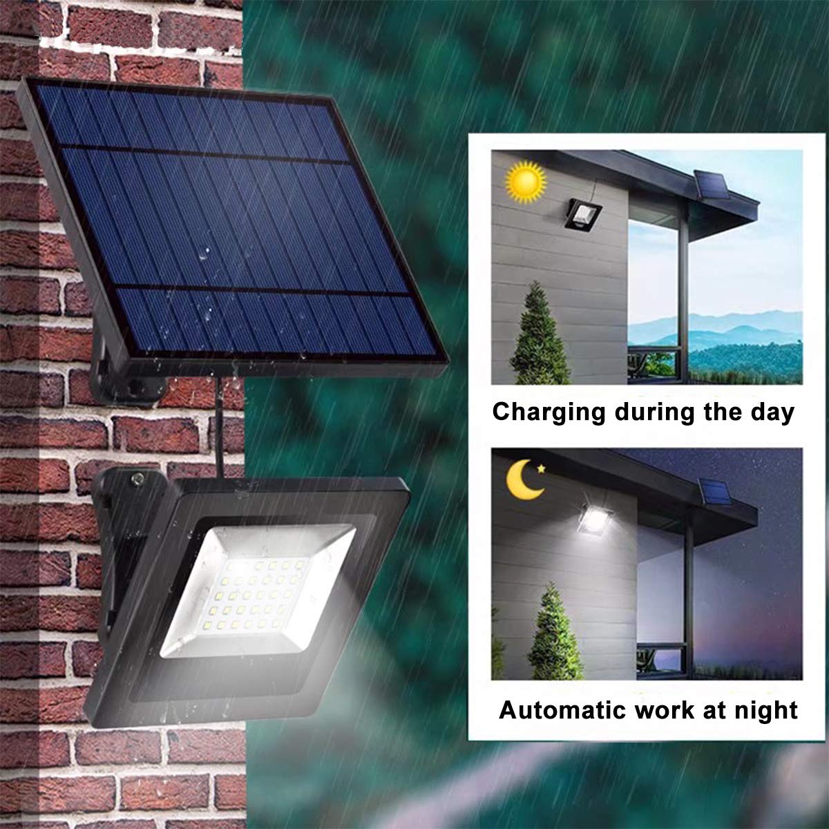 Awanber Solar Powered Lights Outdoor, Bright White Light IP65 Waterproof Auto Dusk to Dawn 350° Adjustable Solar Security Flood Lights for Barn
