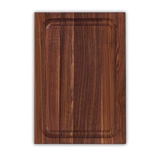 John Boos BBQ Series Rectangular Wooden Walnut Cutting Board 18”x12” - 1.5” Thick, 7-lb Reversible Butcher Block with Juice Groove, Edge-Grain…