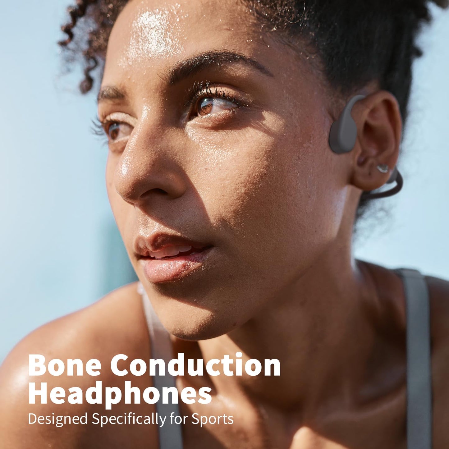 GEUYNAY Bone Conduction Headphones, Bluetooth 5.4 Open Ear Headphones Wireless with Mic,IPX6 Sport Headphones for Running(Grey)