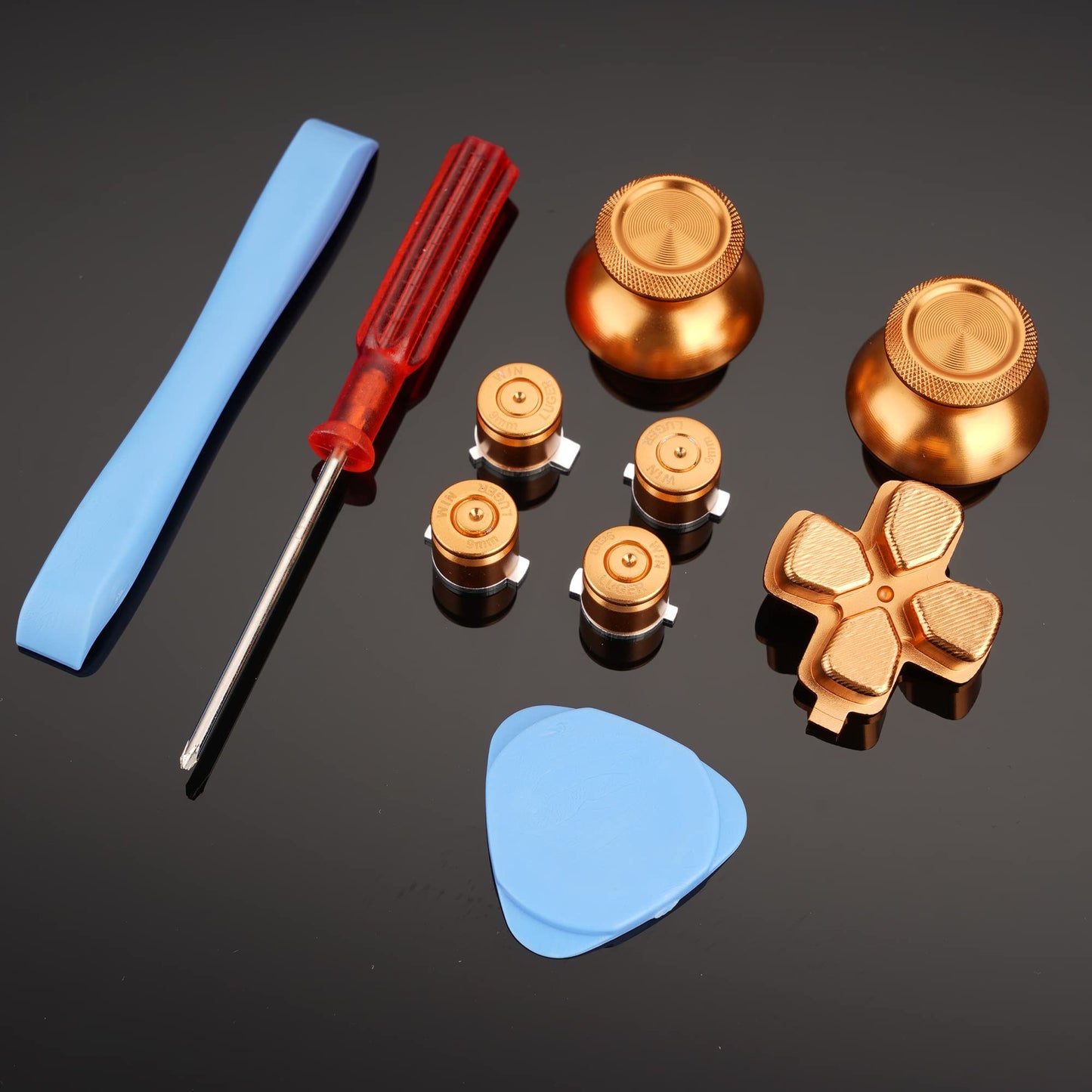 Avericht Metal ABXY Buttons Dpad Thumbsticks for PS5 Controller, Metal Aluminum Action Buttons & Dpad & Analog Stick Replacement Kit for PS5