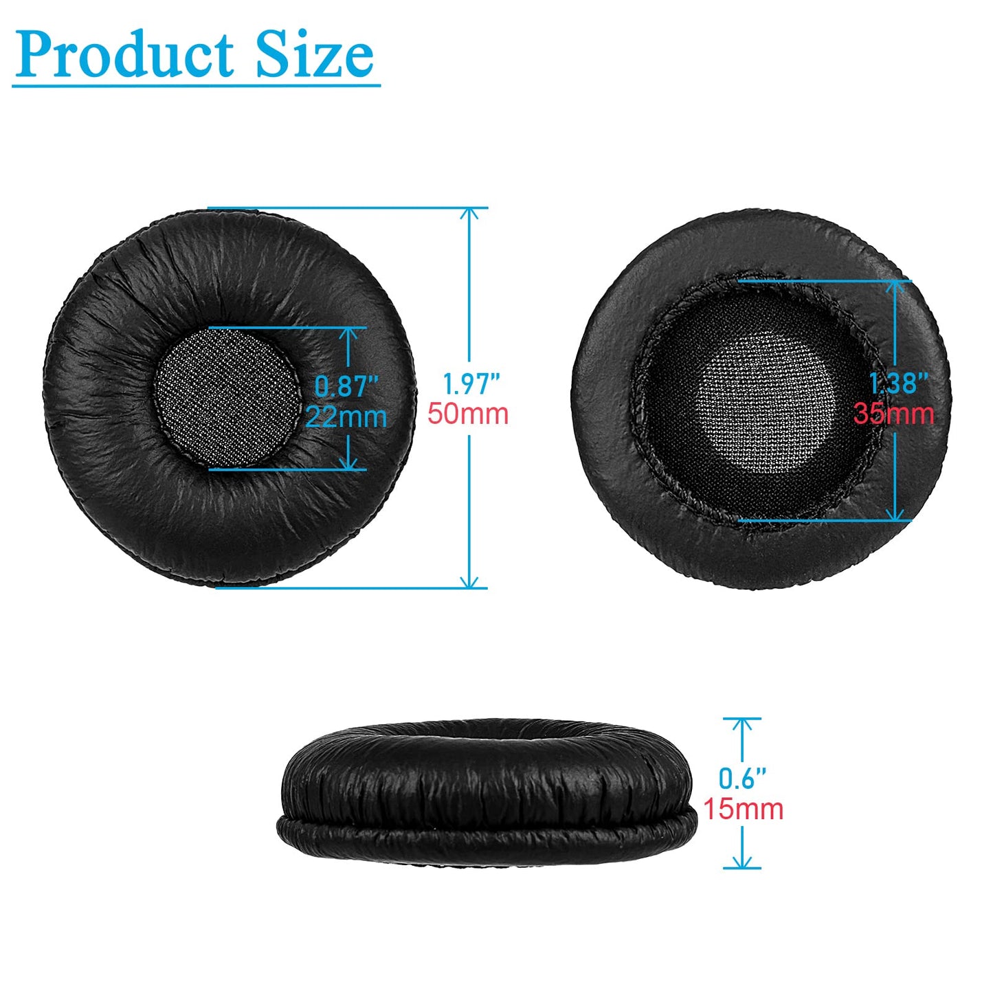 Bingle Ear Cushions Earpads Replacement 50mm Ear Pad Covers for Plantronics HW251N HW261N HW510 HW520 Blackwire C320 3220 3210 3320 Jabra PRO 920 930