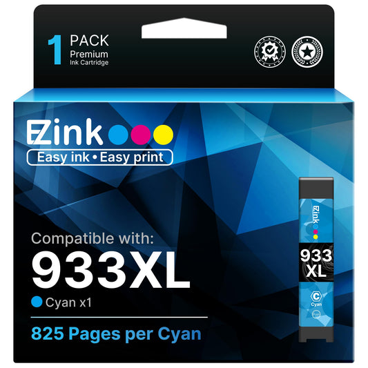 E-Z Ink 933xl Cyan Ink Cartridge Replacement for hp 933XL 932 XL Ink cartridges to Use with Officejet 6100 6600 6700 7110 7510 7610 7612 Printer (1