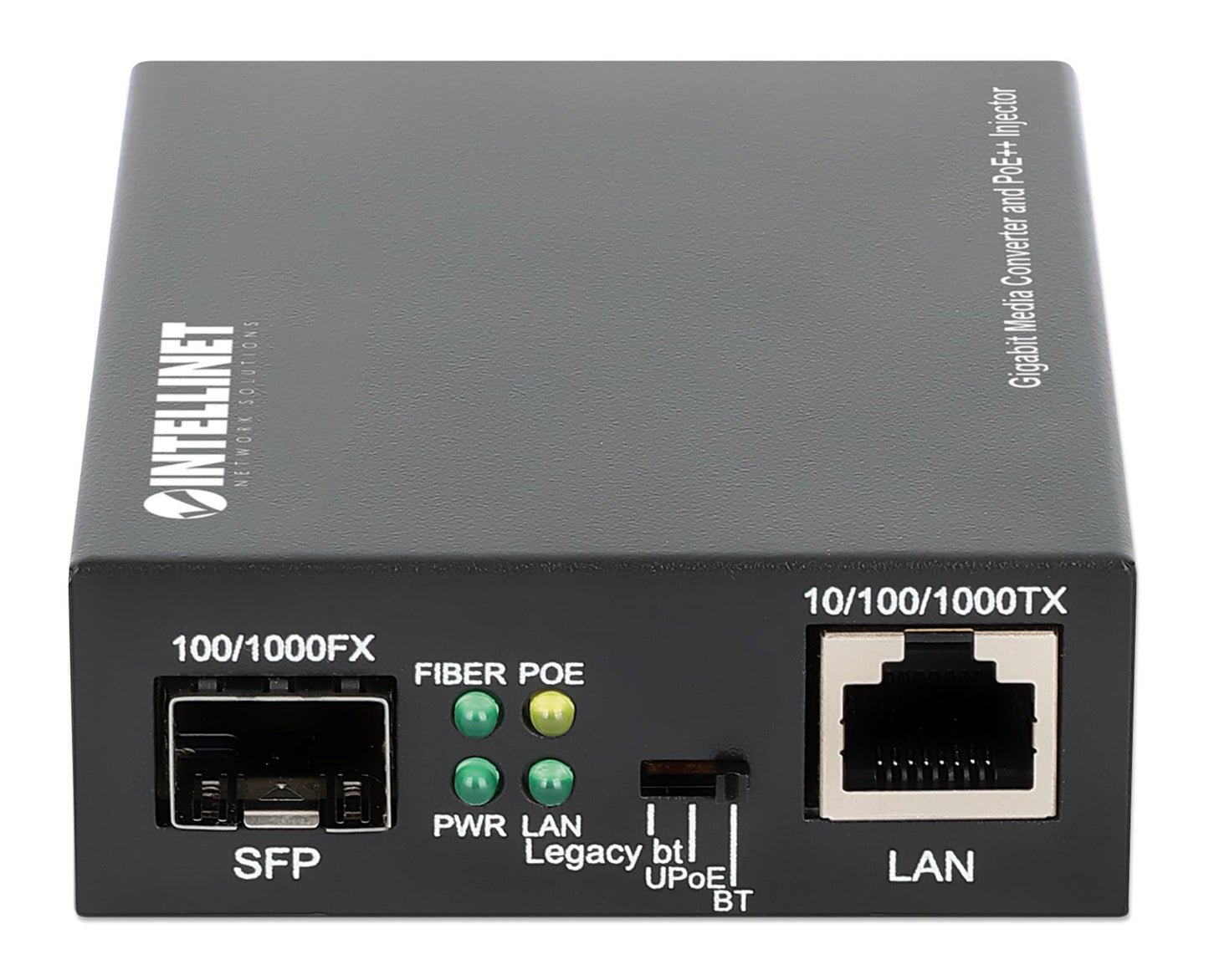 Intellinet Gigabit Media Converter with PoE++ Injector, 90W, SFP Slot