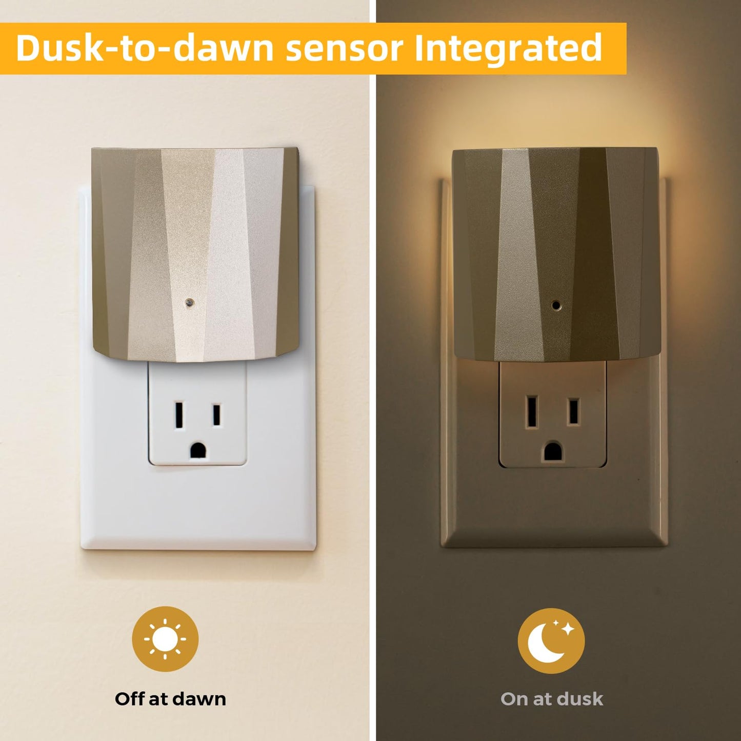 Dawnrise Plug in Night Lights for Wall, Dawn to Dusk Night Light with 3000K/5Lm, Backlit Nightlights for Bedroom, Kids Room, Hallway, Living Room