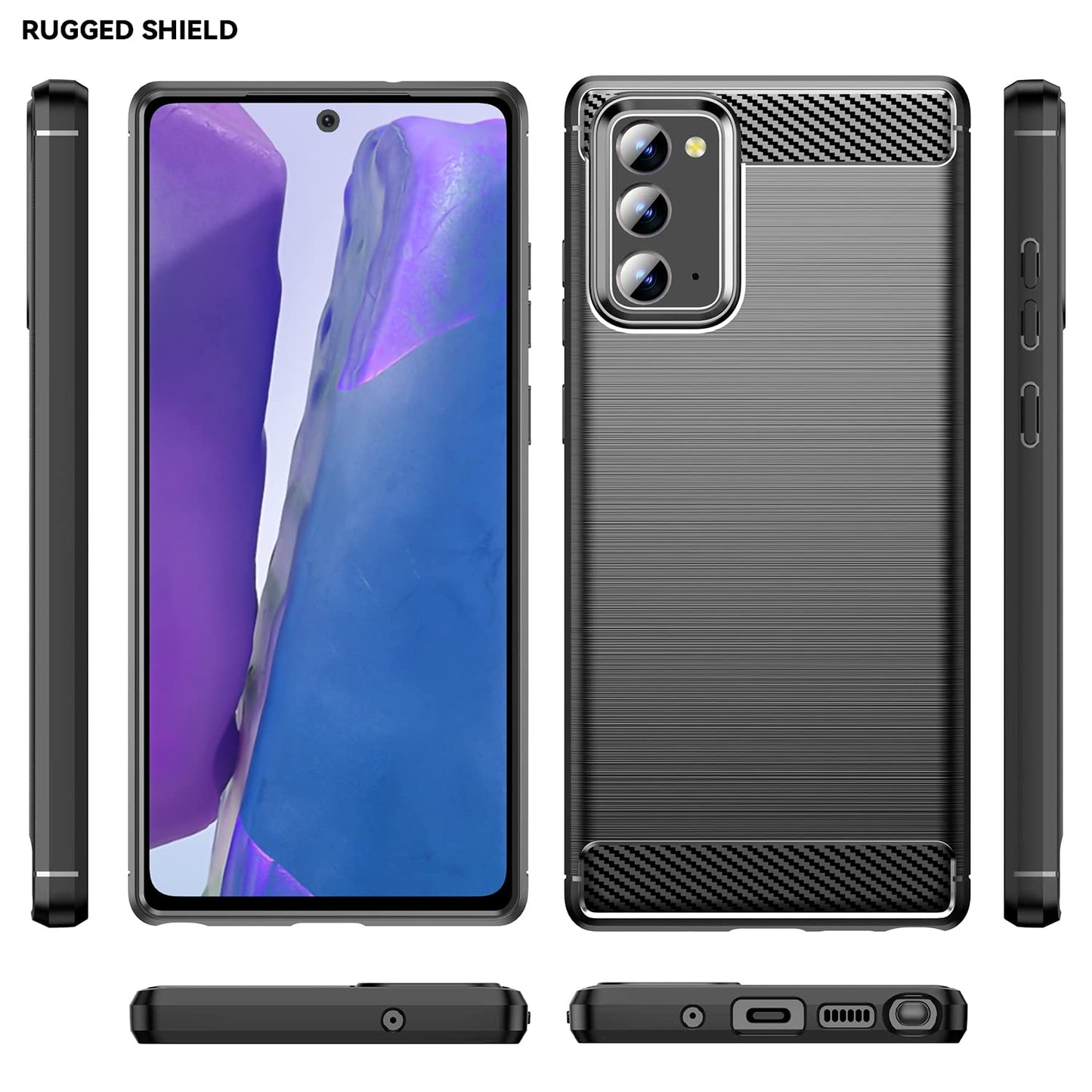 Aikcks for Samsung Galaxy Note 20 Phone case, Shockproof, Scratch Resistant Carbon Fiber Jacket, Soft TPU, for Galaxy Note 20 case (Black,)